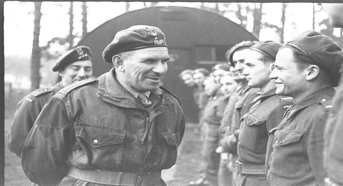 General Sosabowski inspects the Polish troops at Auchtertool Distribution Camp