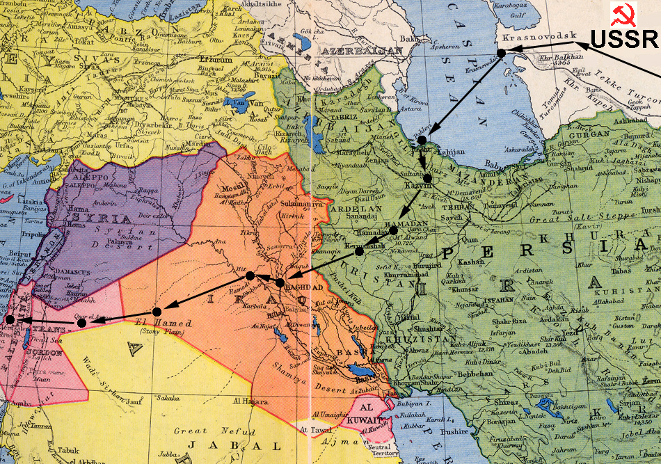 The evacuation route from the USSR to The Middle East